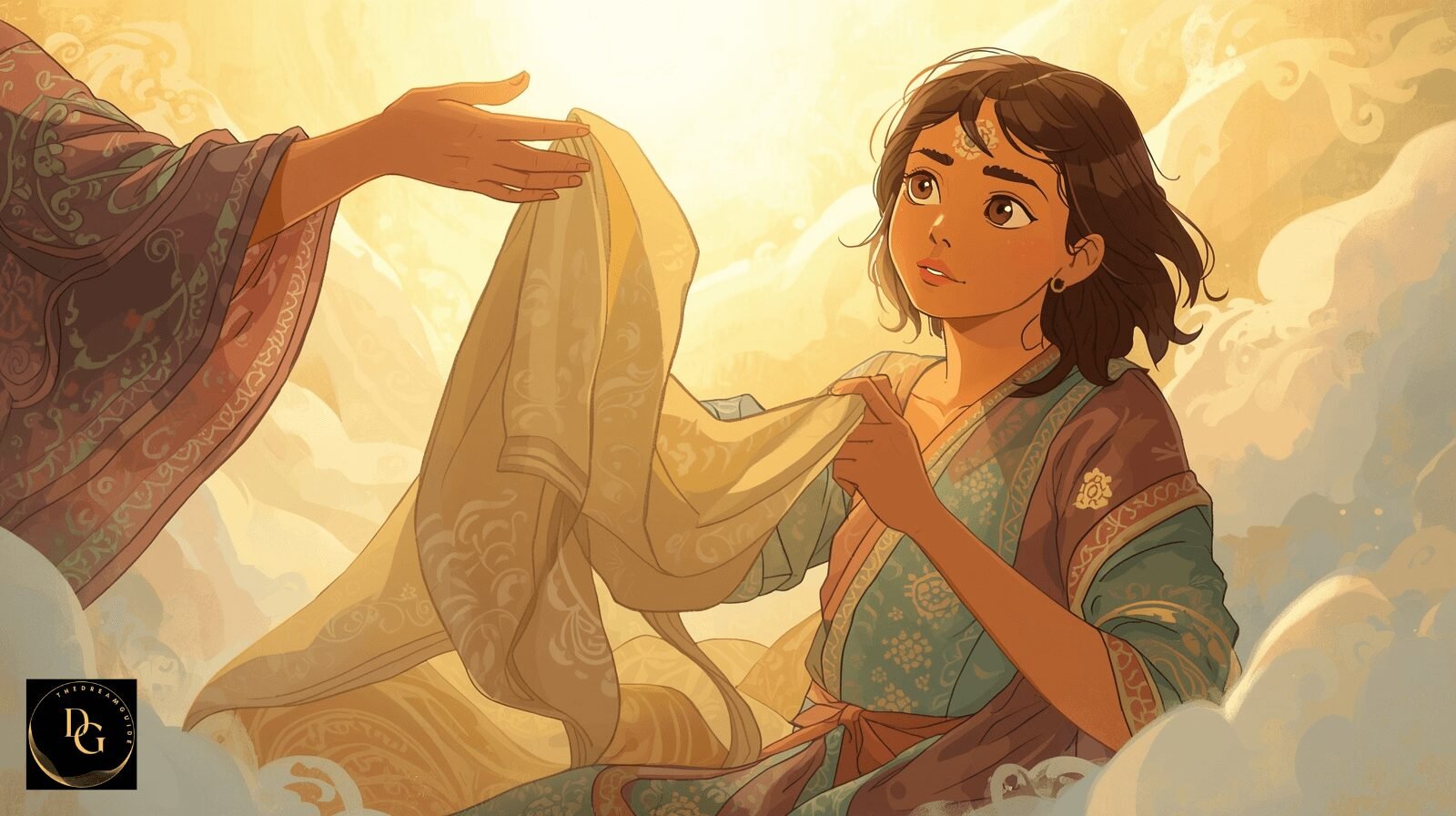 Spiritual Meaning of Someone Giving You Clothes in Dream – Complete Guide: Dream visualization showing a person being gifted clothes