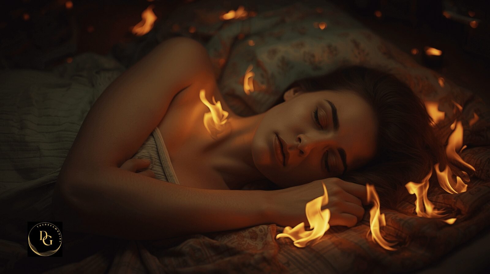 What Does Fire Mean in a Dream? Spiritual Meaning and Interpretation Explained 3 A surreal dream scene showing flames symbolizing passion, rebirth, and the deeper spiritual meaning of fire in dreams.